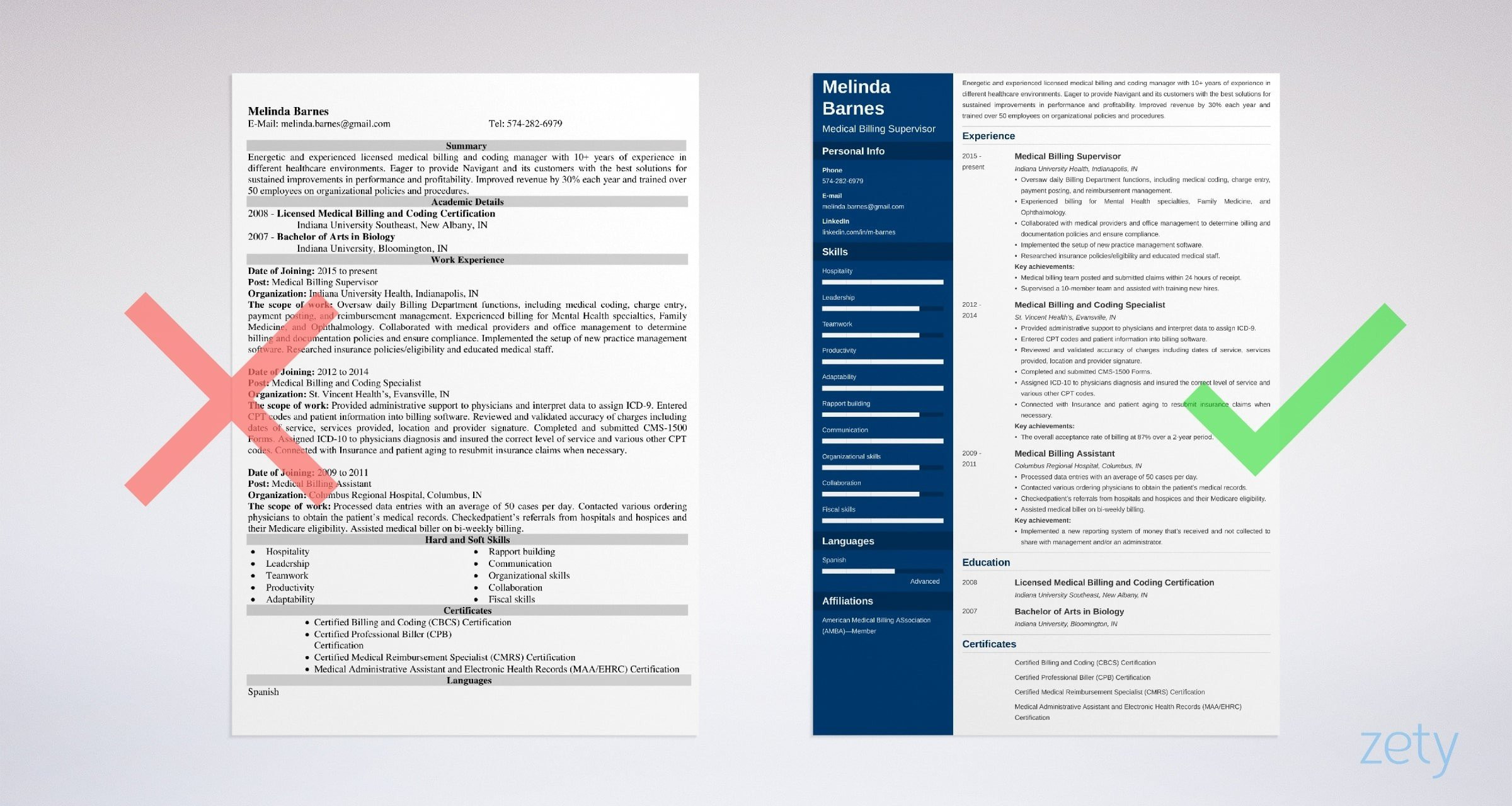 medical billing resume example