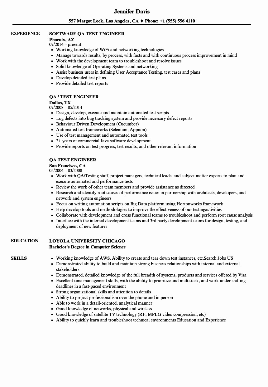 qa tester resume with 5 years experience