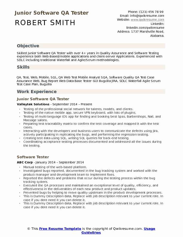 qa tester resume with 5 years experience