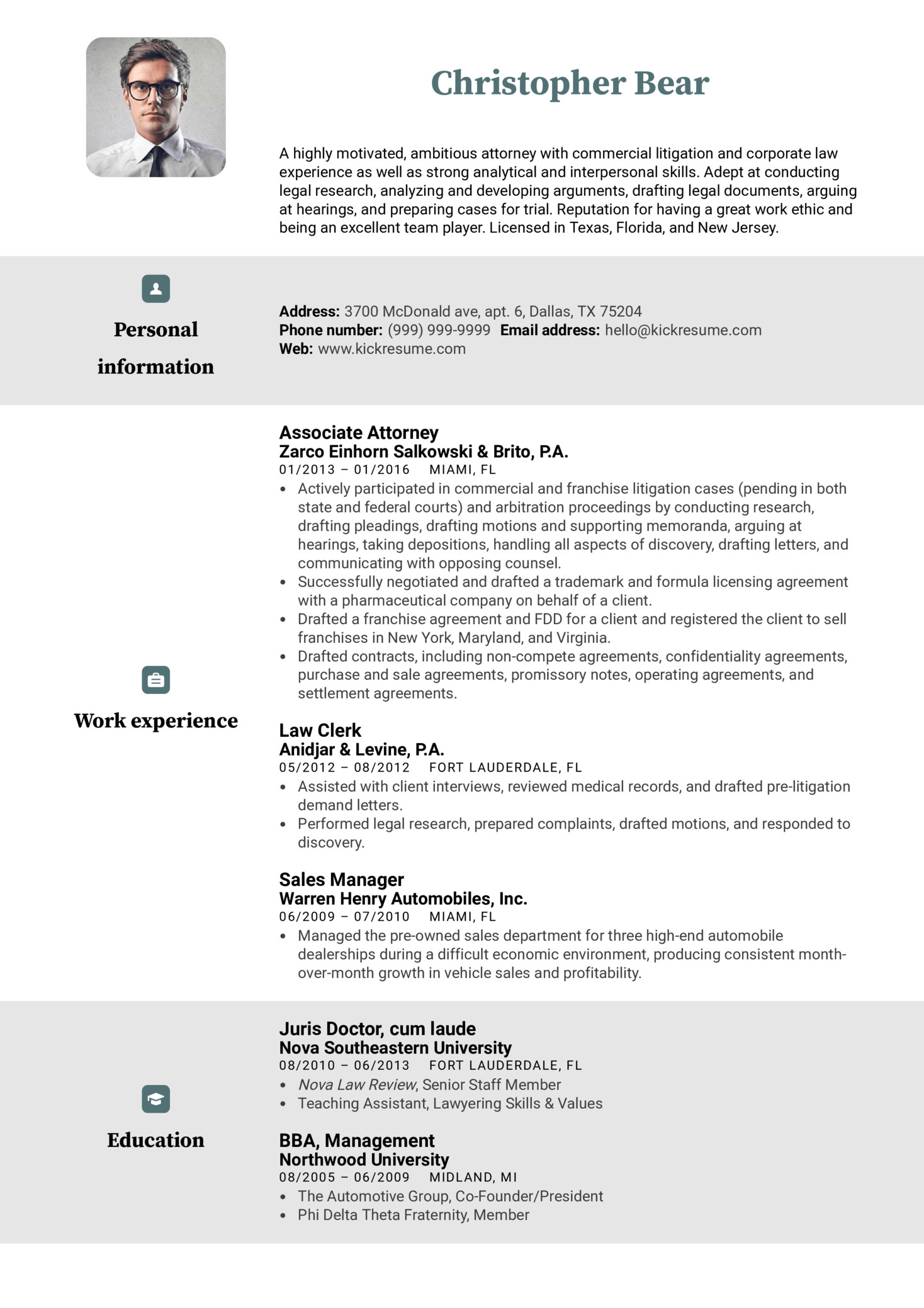 law clerk 682 resume sample