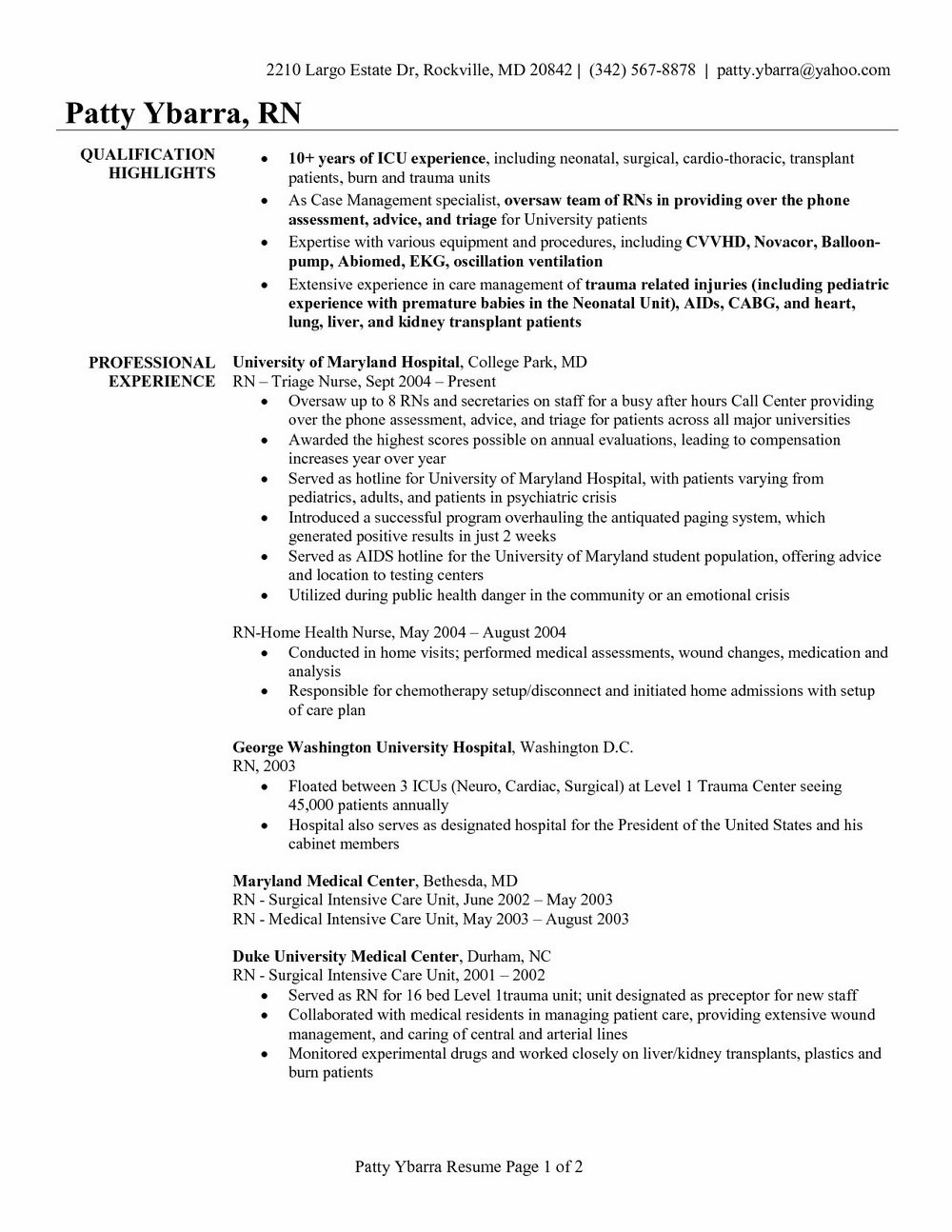 registered nurse resume template australia