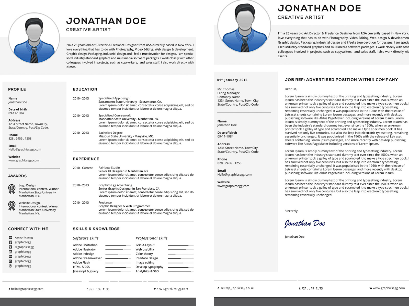 professional resume with cover letter set