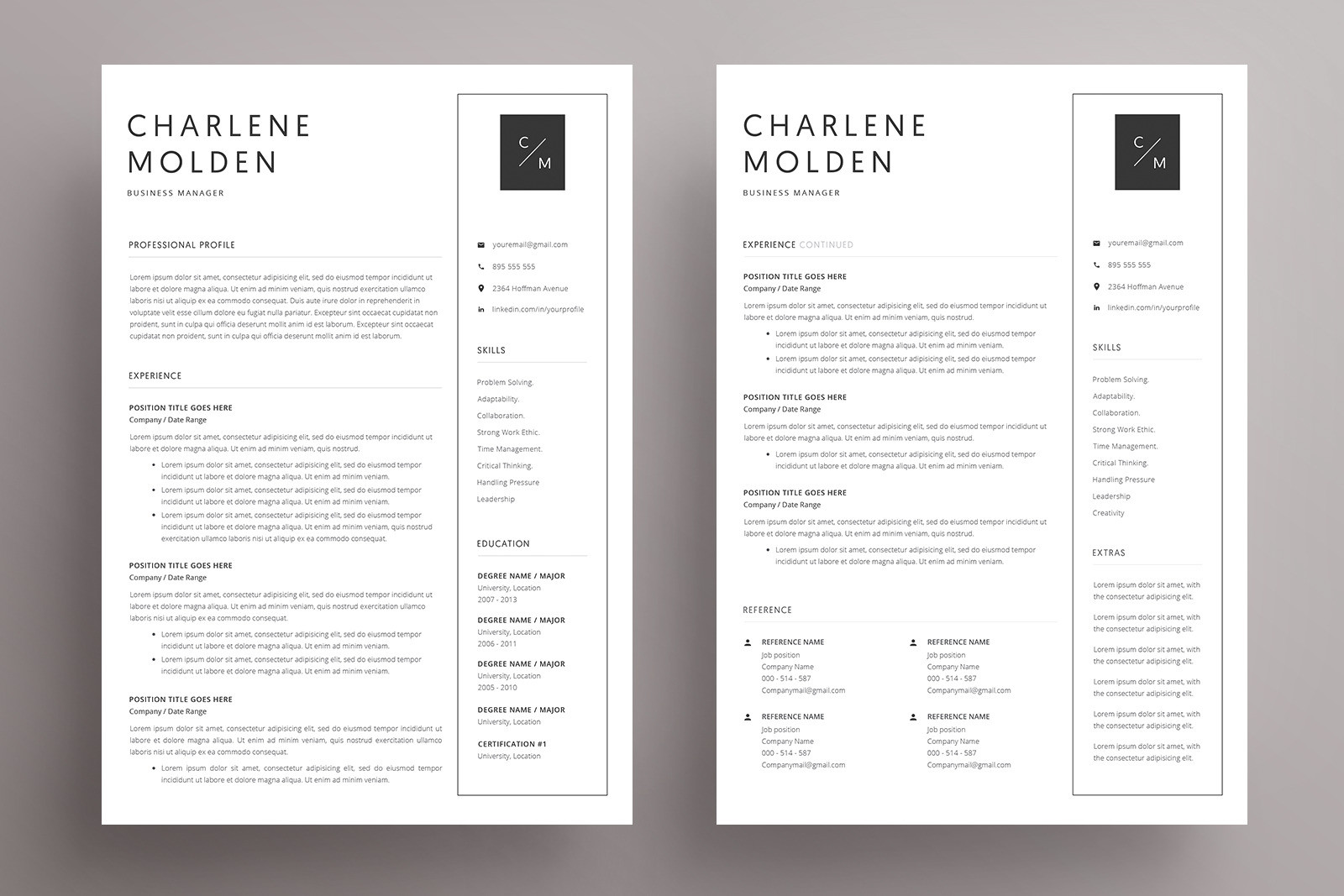 resume and cover letter 4 pages cv template