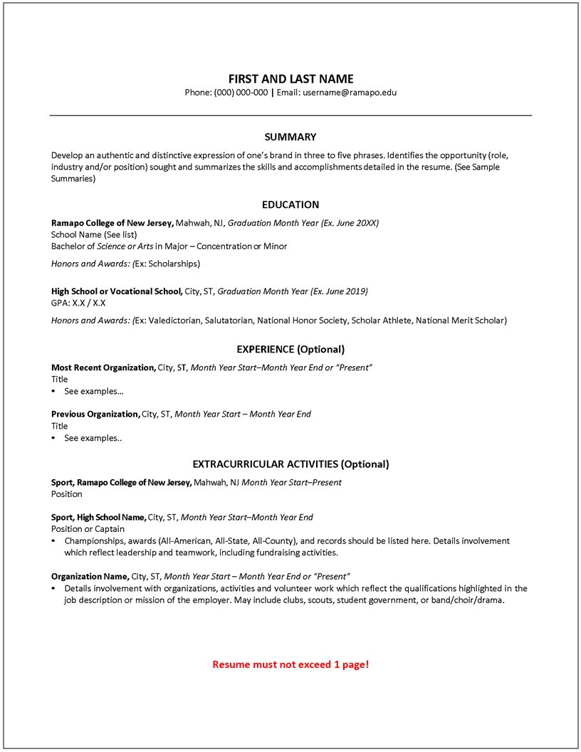 first year resume