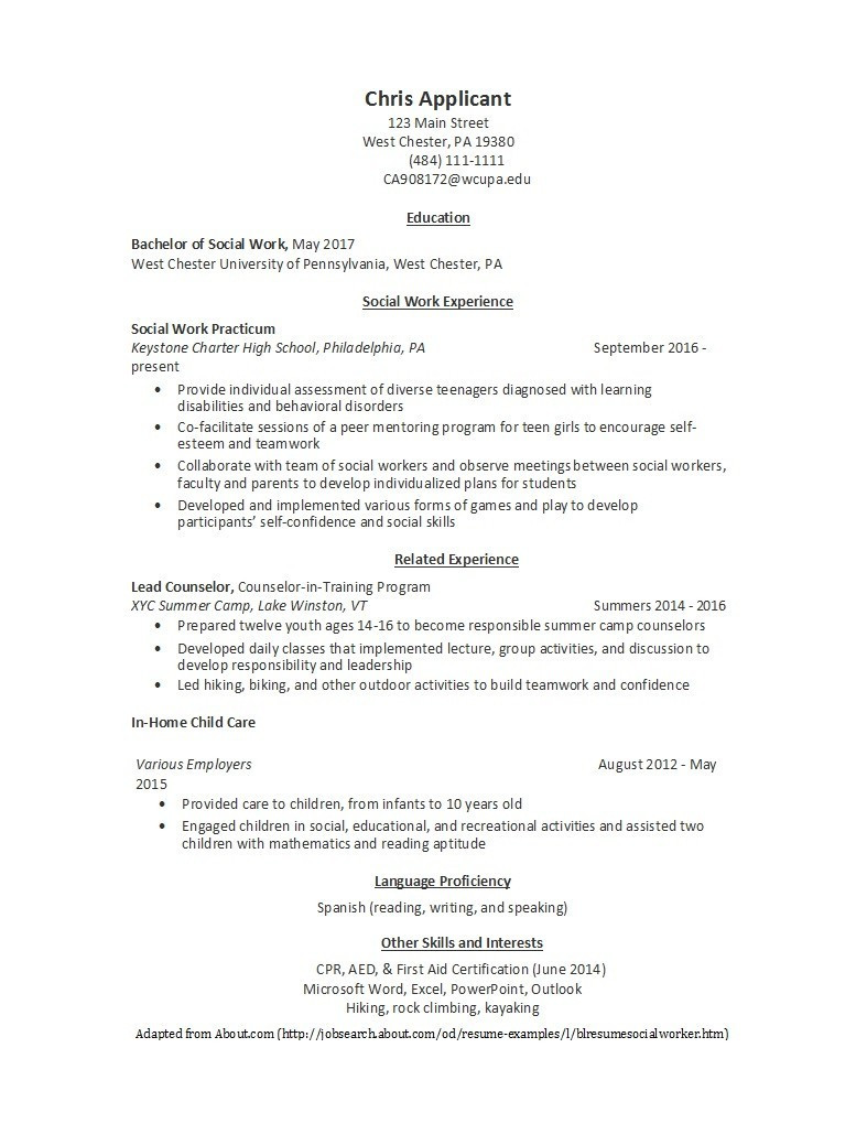 job resume for 14 year old