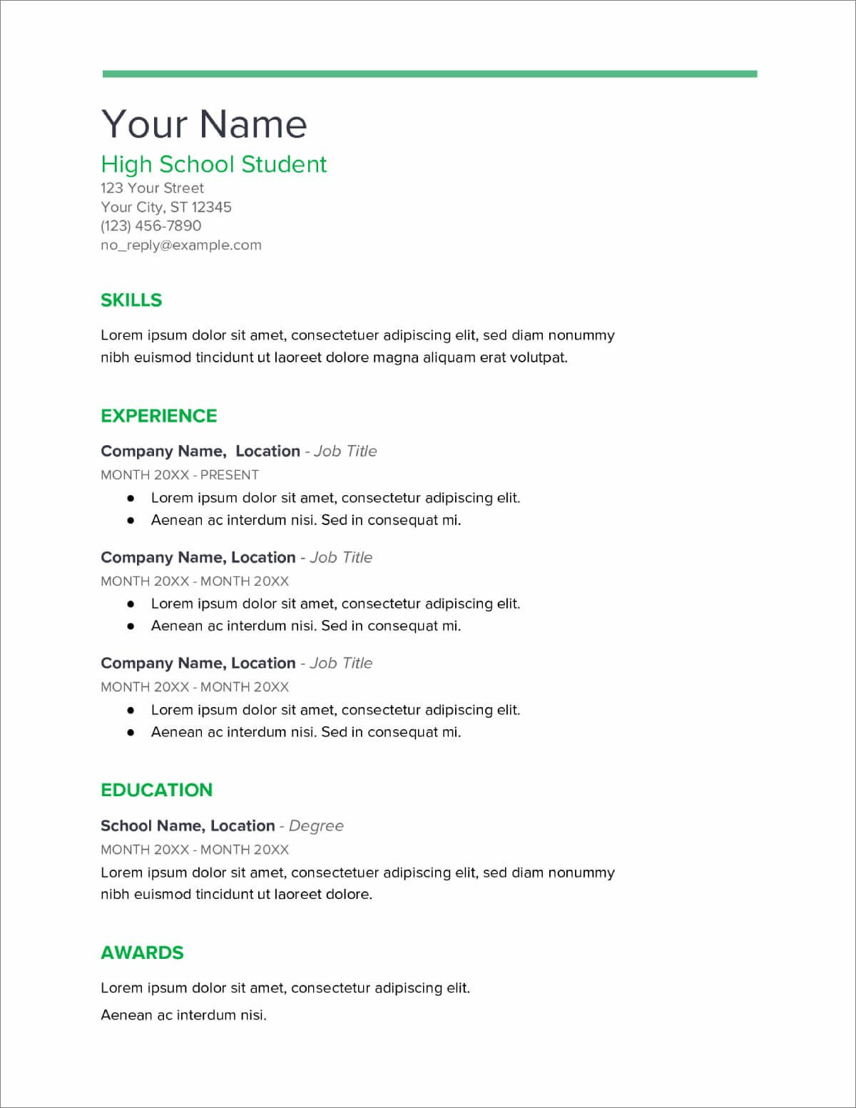 Resume Template for First Job In High School 20lancarrezekiq High School Resume Templates [download now]