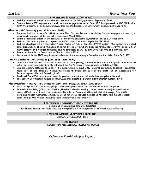 actuary resume example