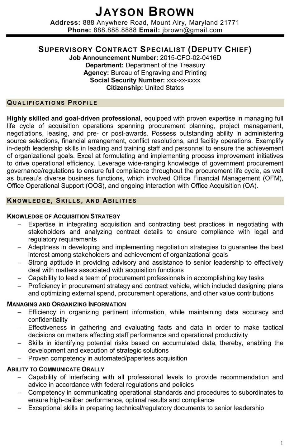 federal resume