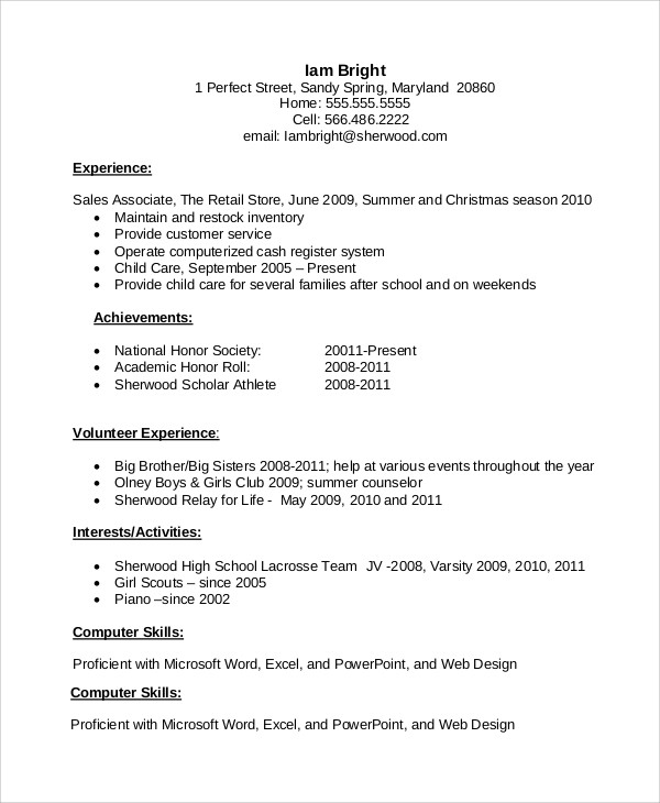 resume example for job