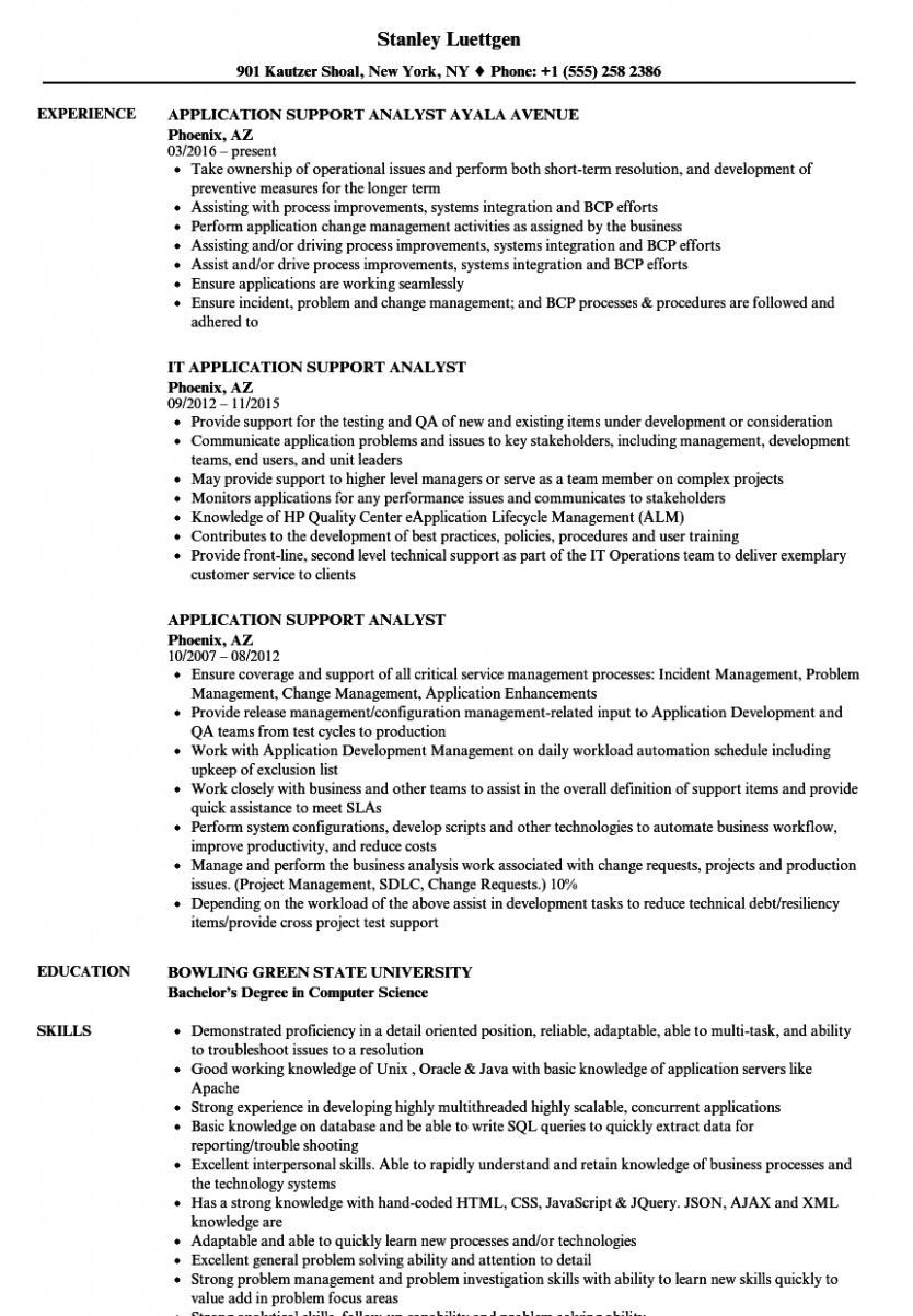 application support engineer resume