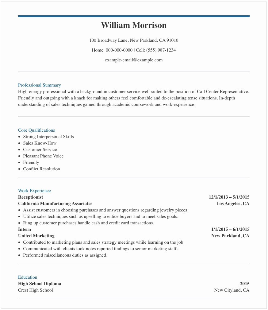 Sample Resume for Call Center No Experience Resume Samples for Call Center Agent In the Philippines