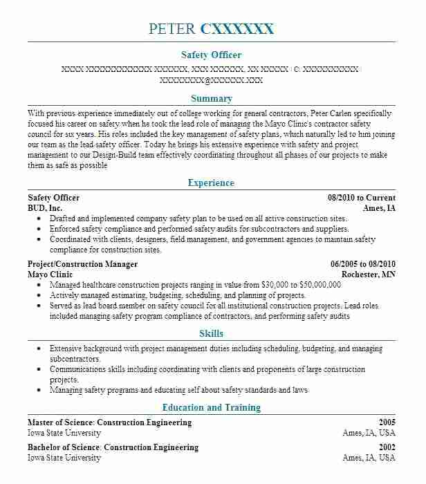 safety officer resume templates 2019