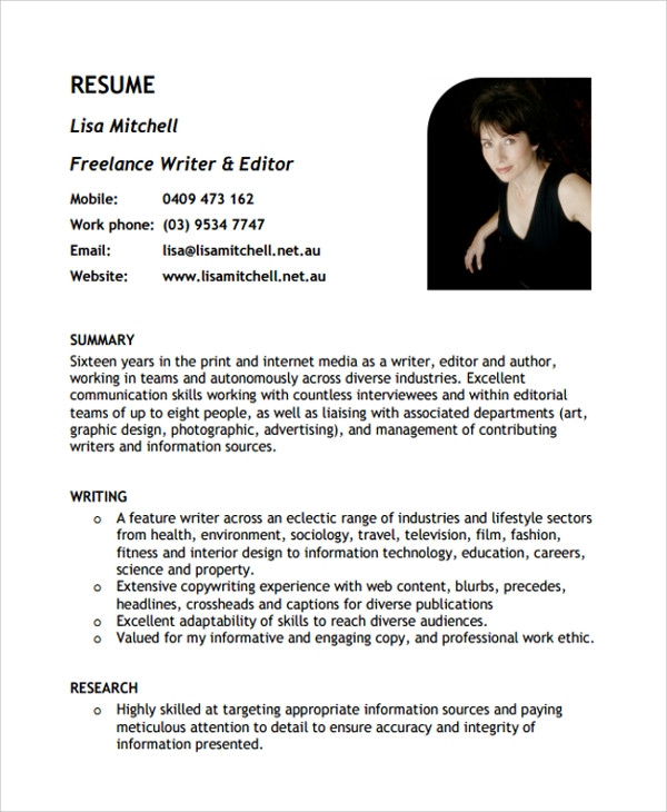 freelance resume template