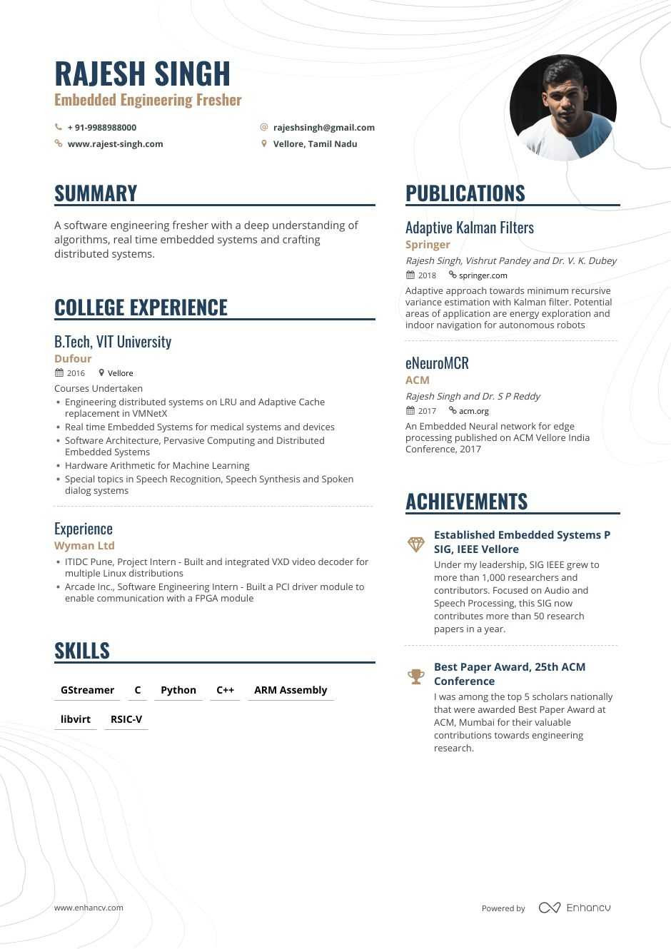 fresher intern resume