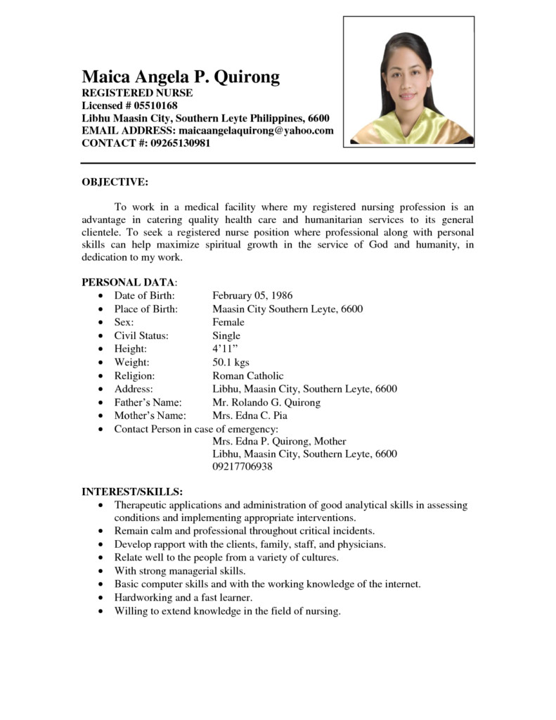 resume nurses sample