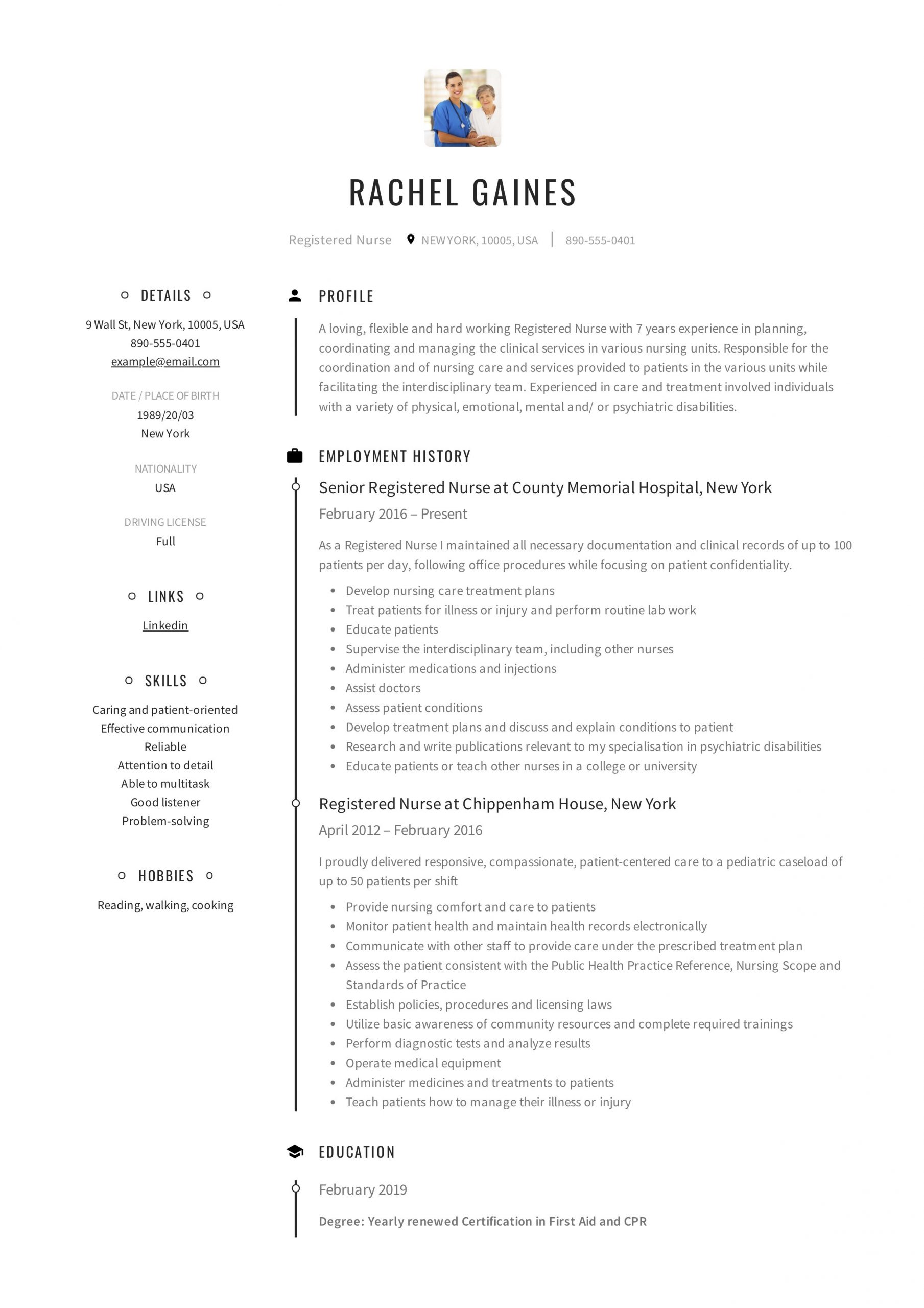 sample resume for a registered nurseml