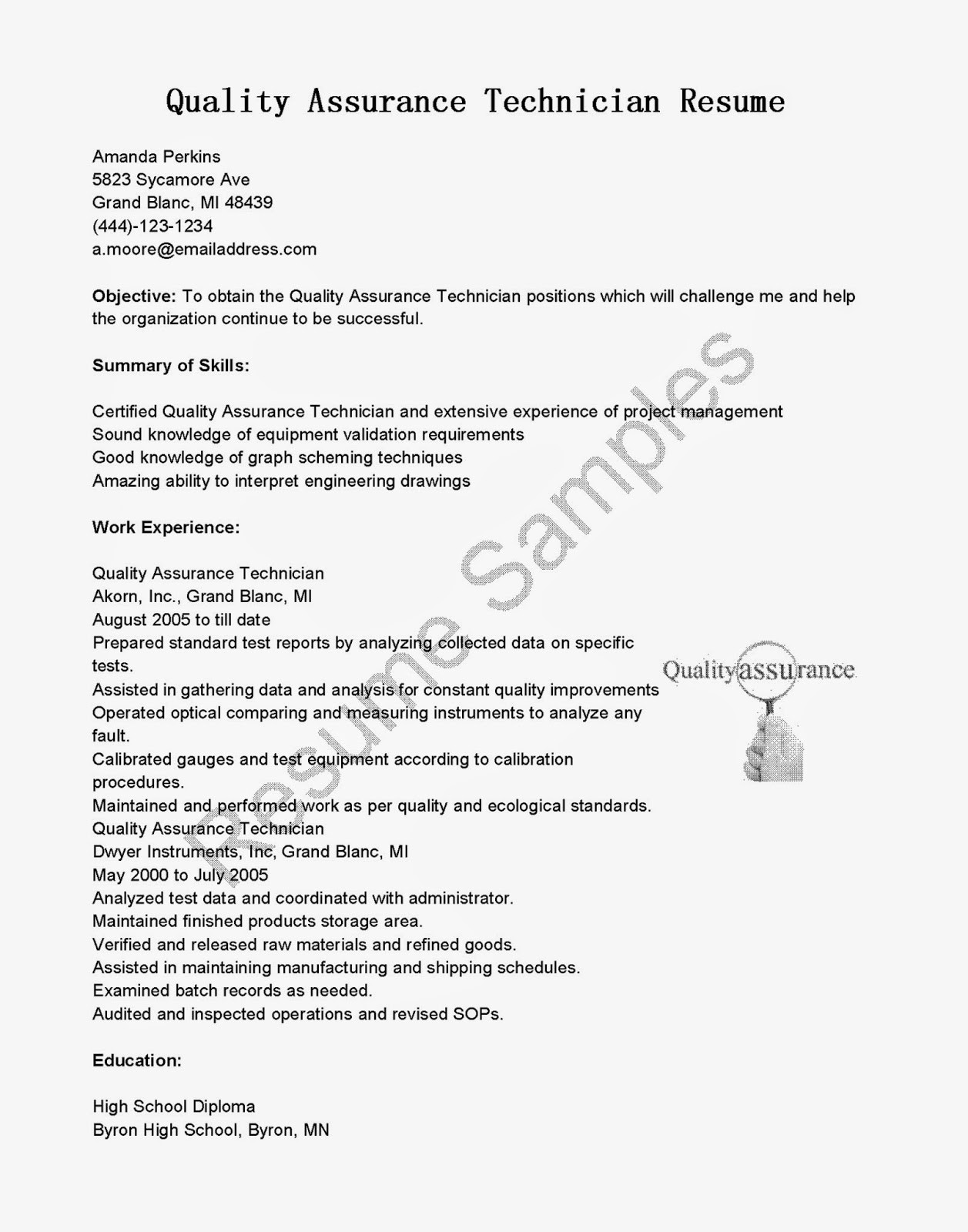 quality assurance technician cover letterml