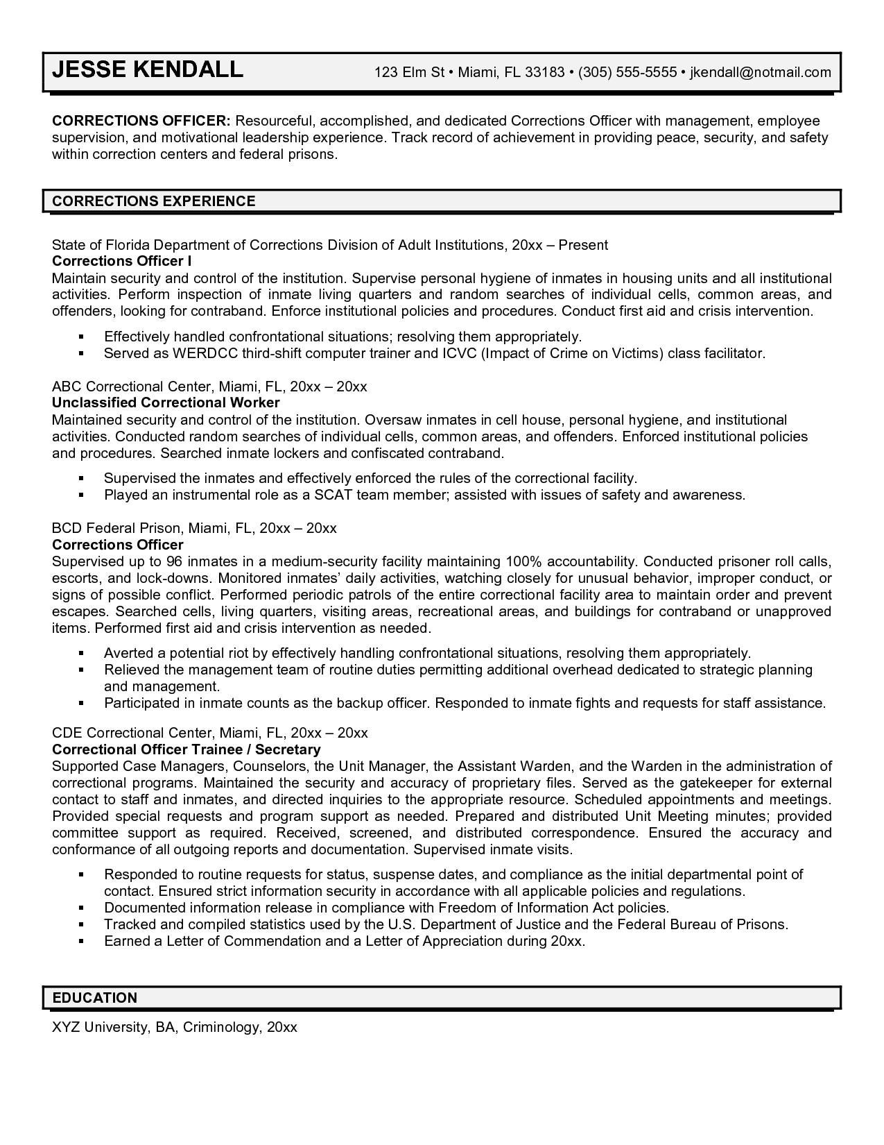 cover letter examples for prison officerml