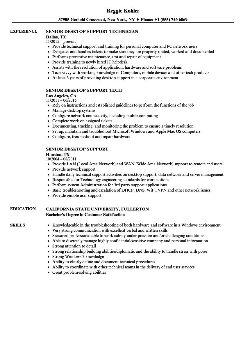 desktop support resume