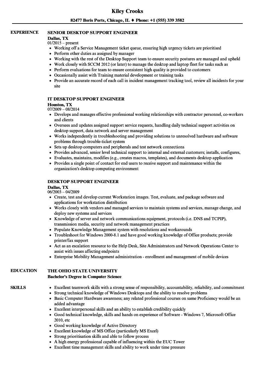 l1 support engineer resume