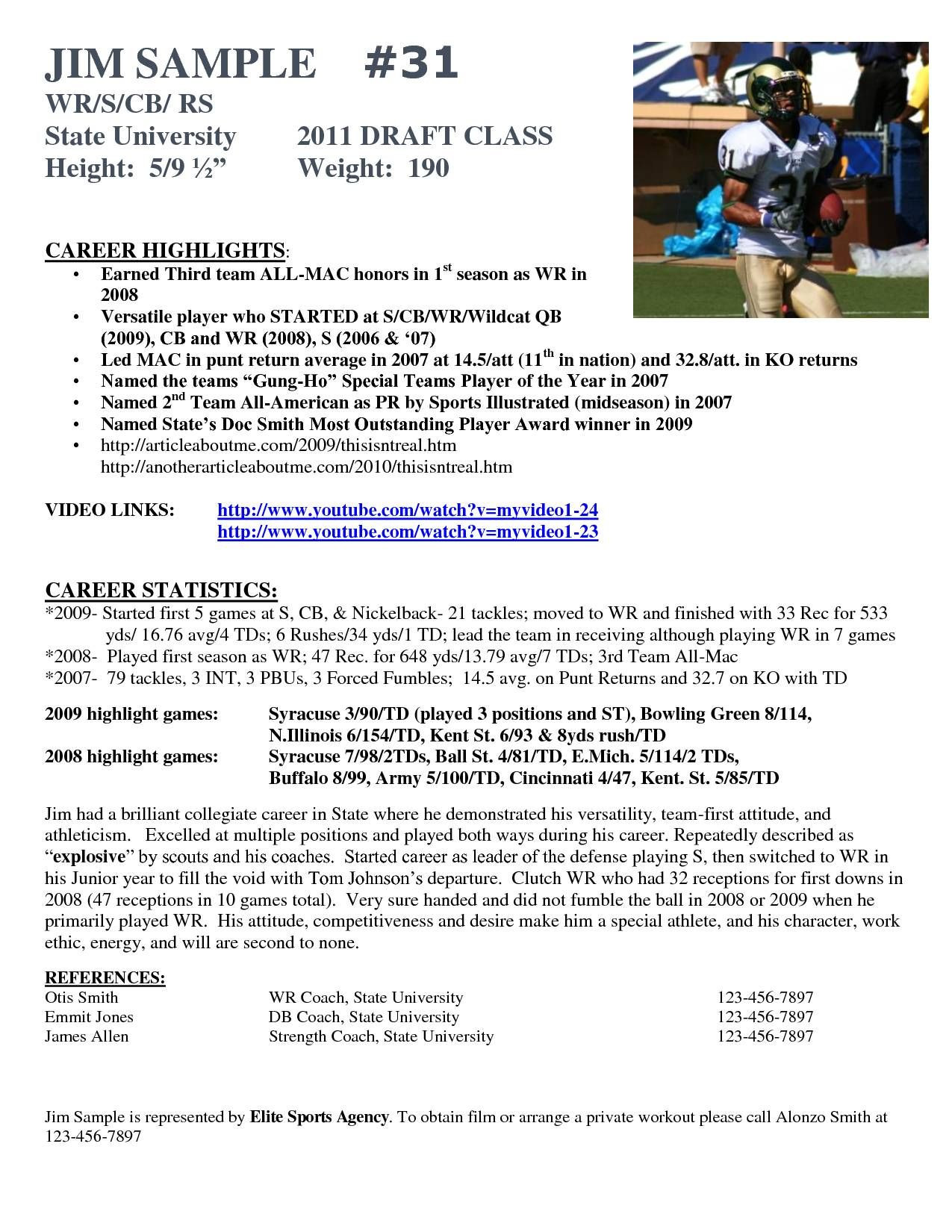 professional soccer player cv exampleml