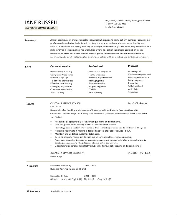 resume summary example