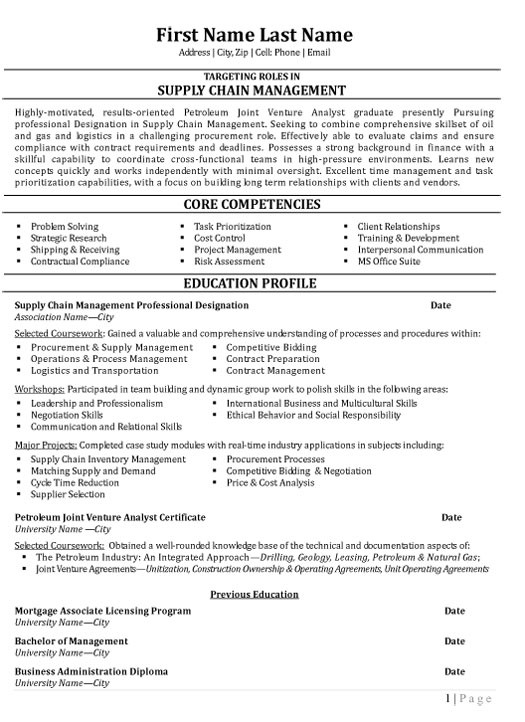 supply chain resume samples