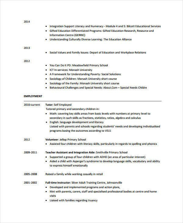 teacher assistant resume templates