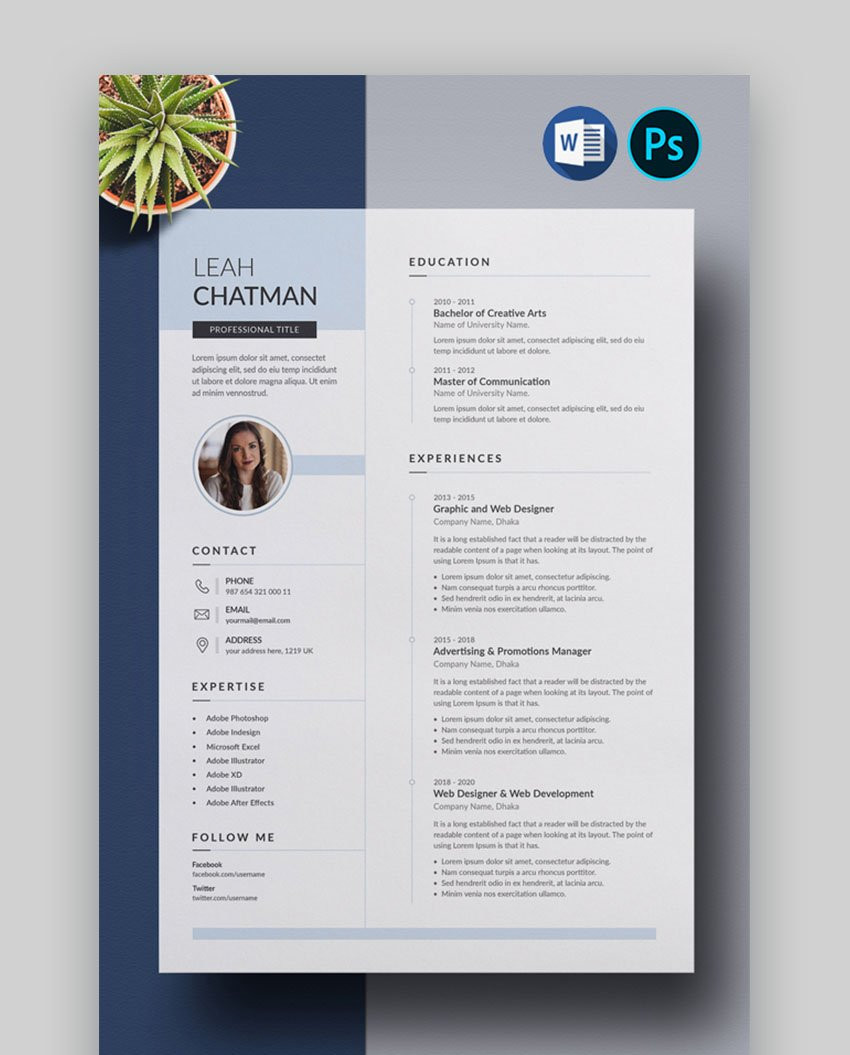 resume after effects template free download