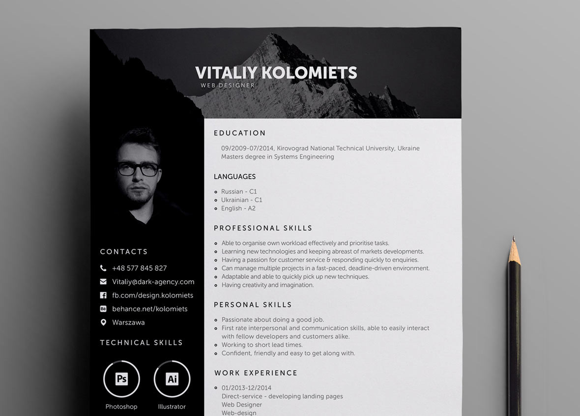 professional resume template for web designers