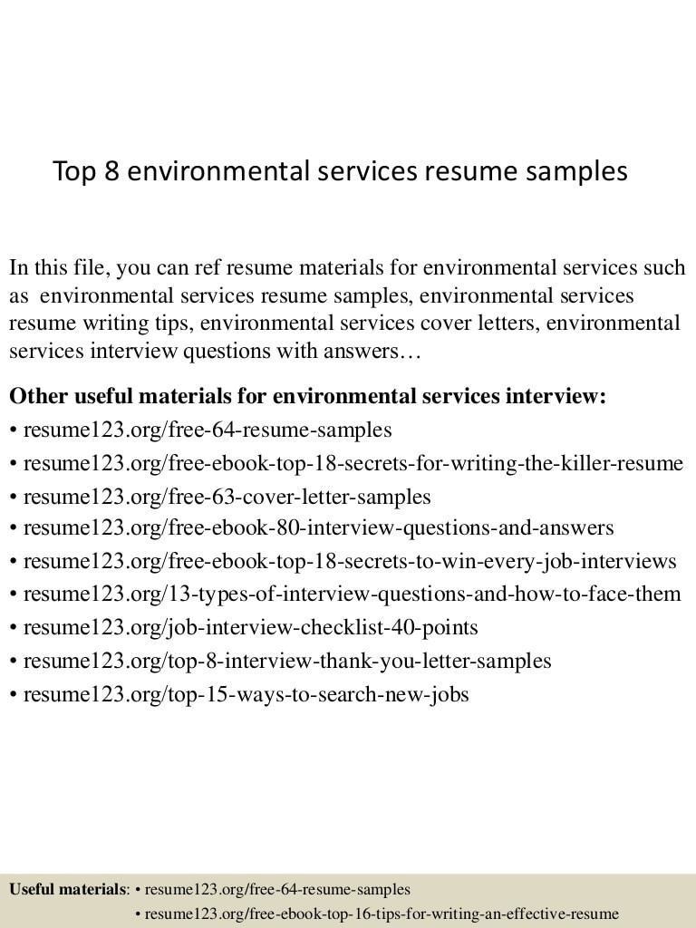 top 8 environmental services resume samples