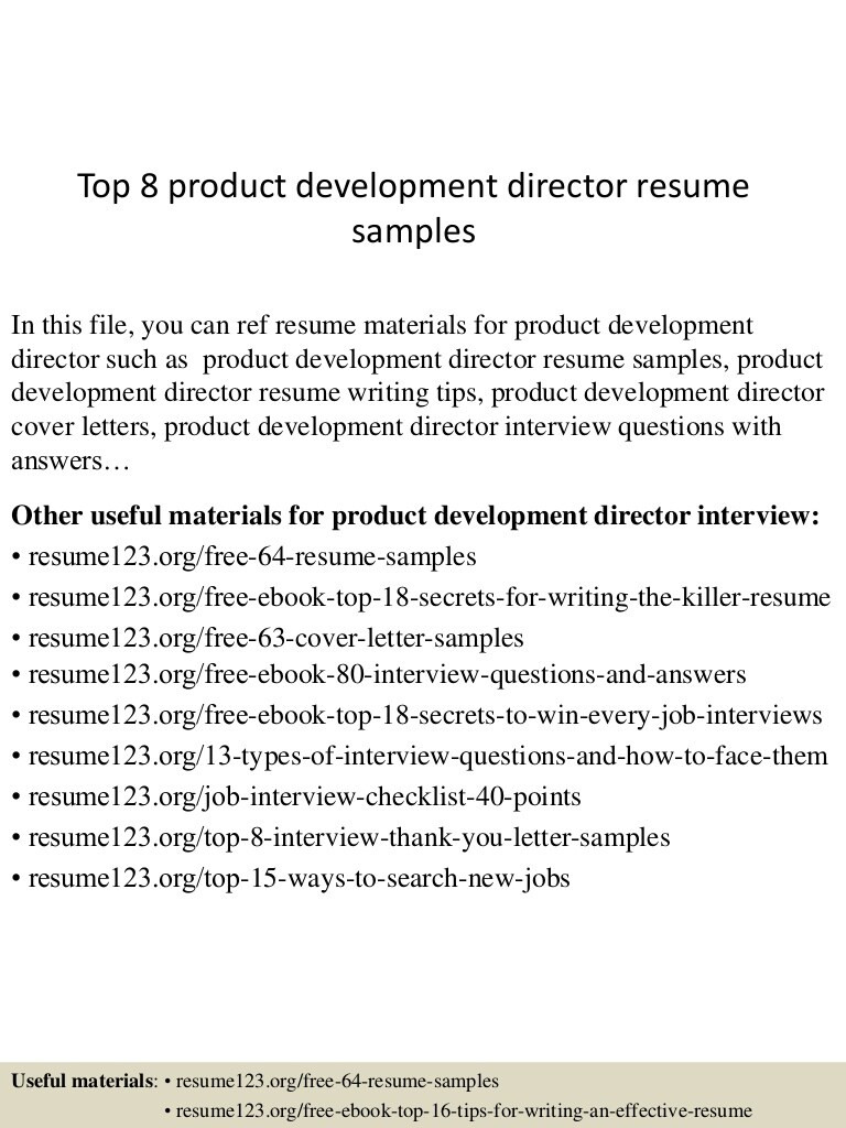 top 8 product development director resume samples