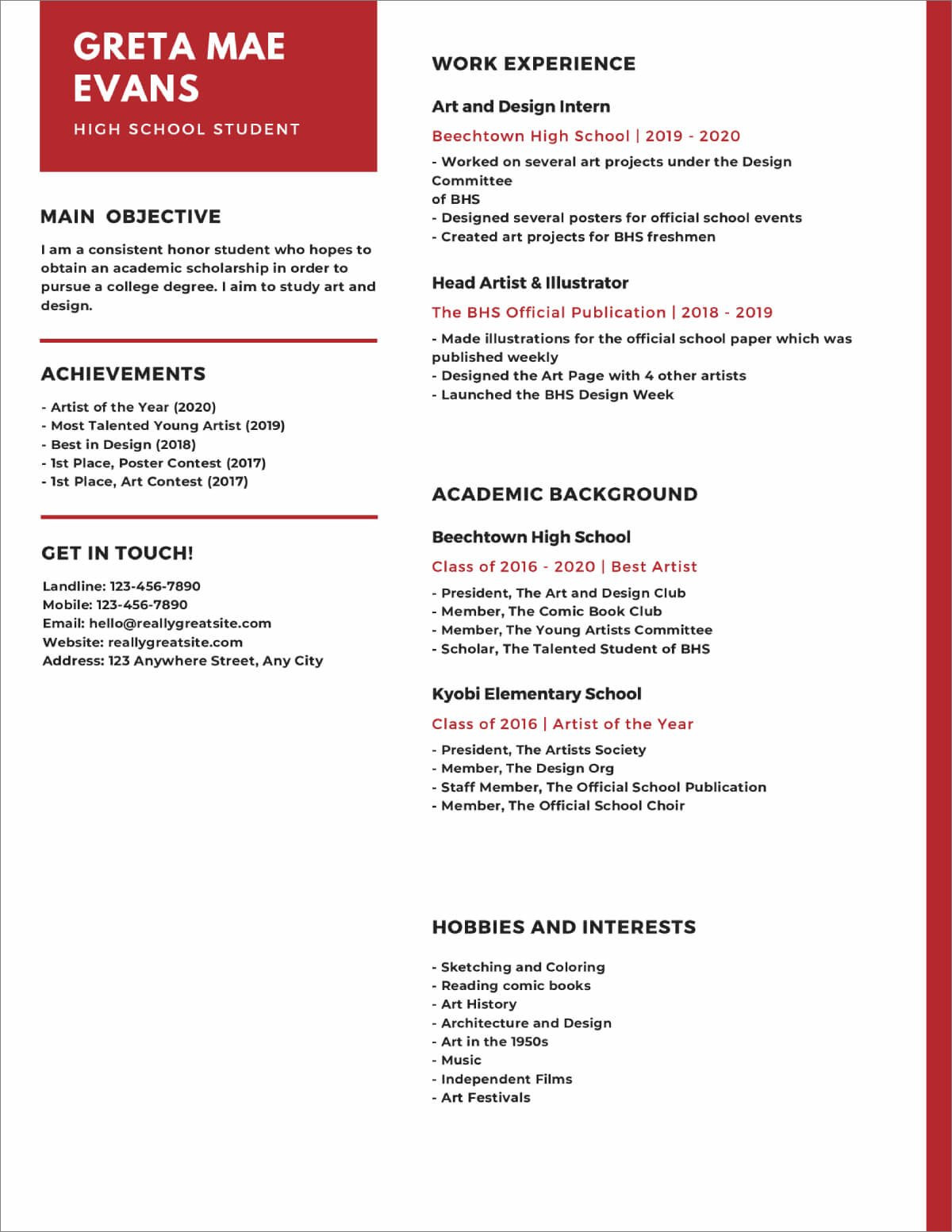 high school resume templates