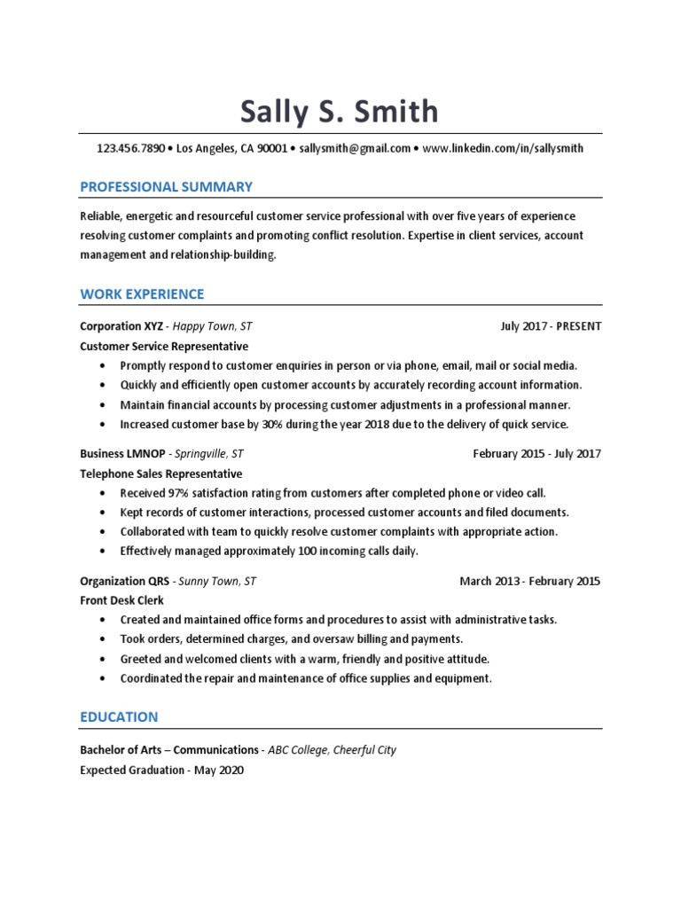 6 Second Resume Template