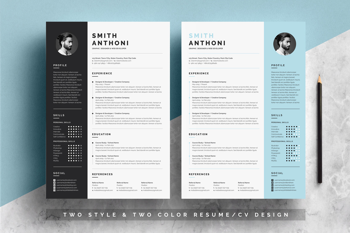 2 pages resume template