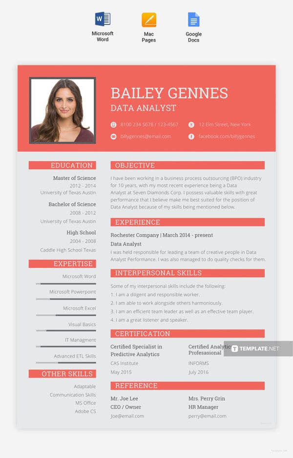 data entry resume example