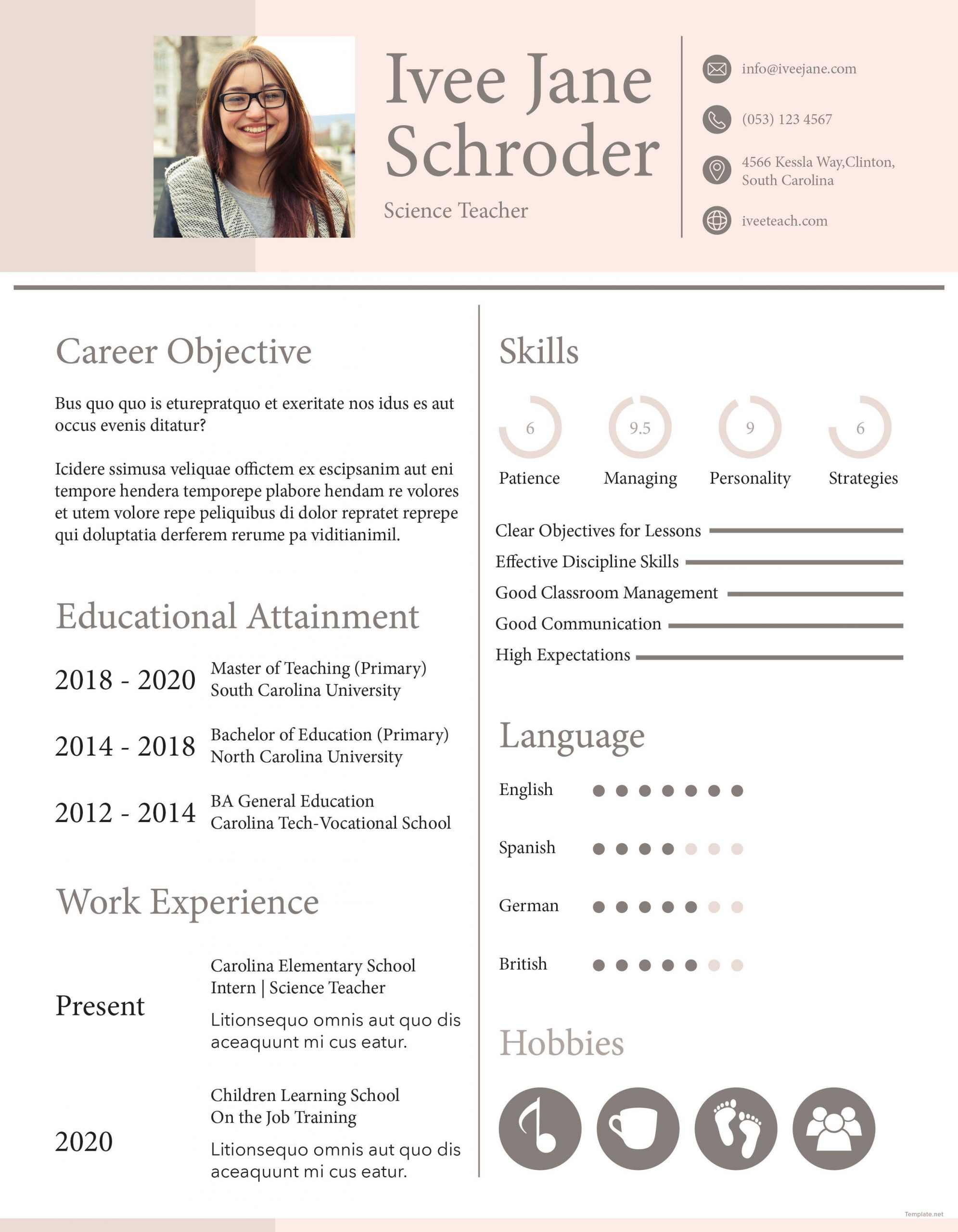 fresher school teacher resume format template free psd word apple pages publisher
