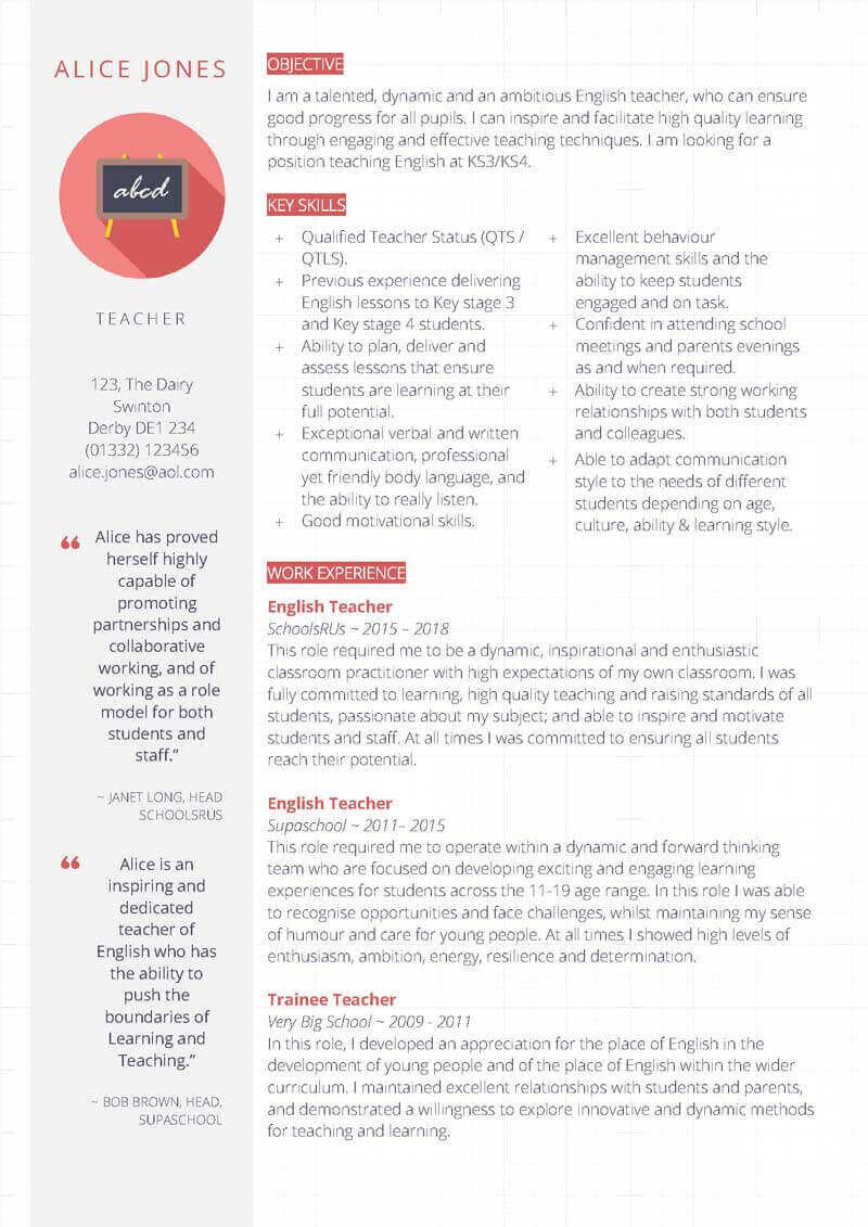 teaching cv template