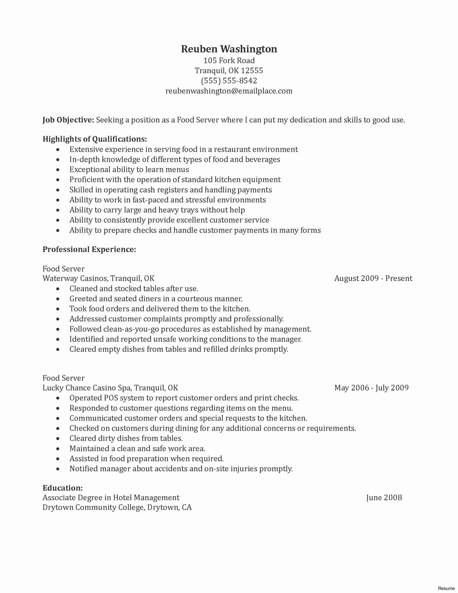 resume template waitresml
