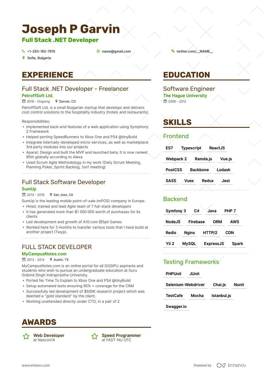 full stack net developer resume sampleml