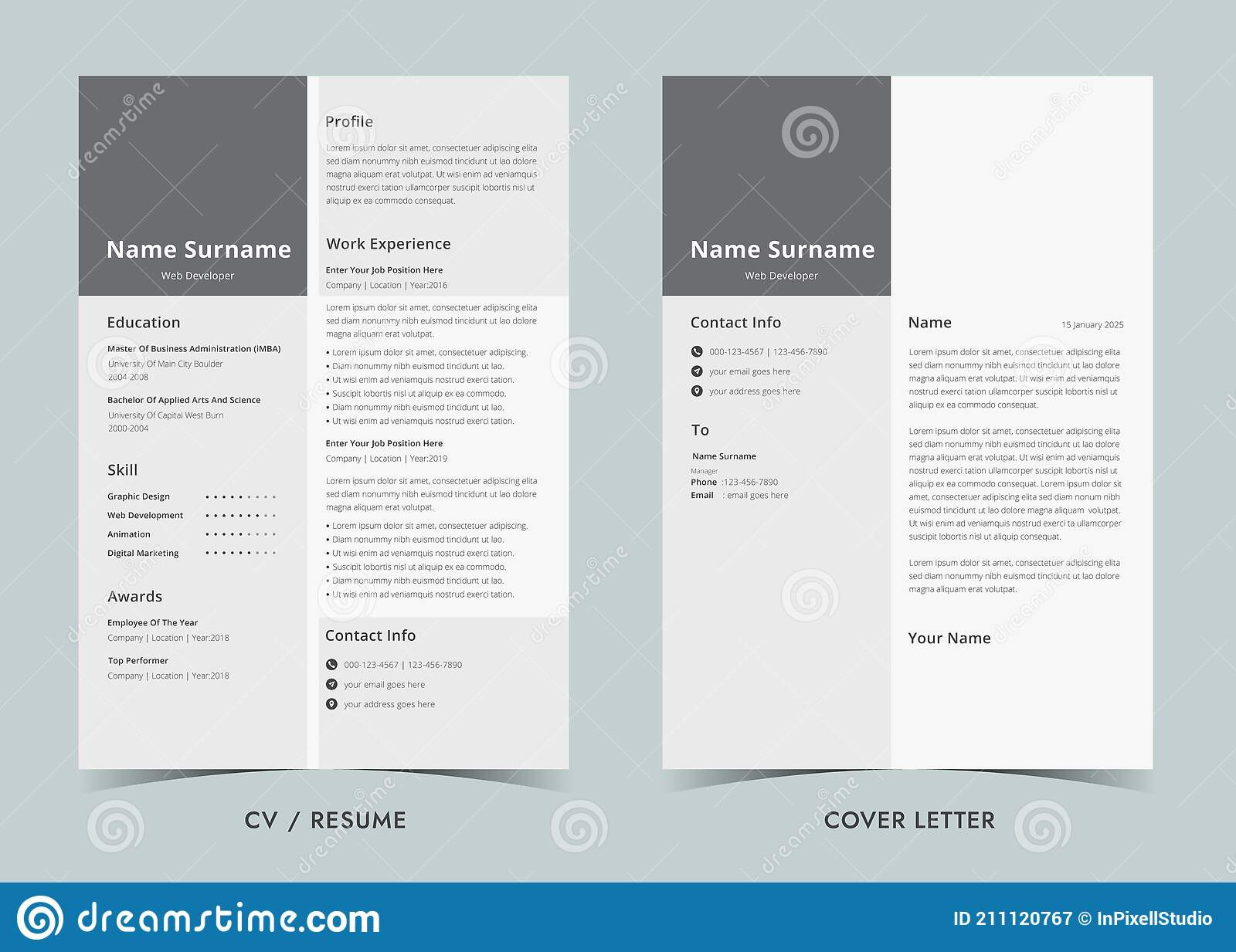 resume template cv professional cover letter minimalist image