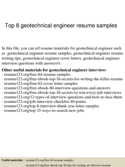 top 8 geotechnical engineer resume samples
