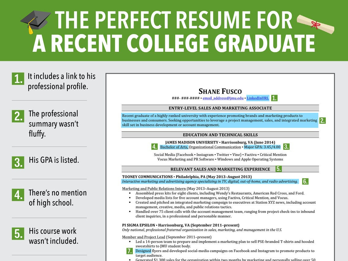 excellent resume for recent grad 2014 7