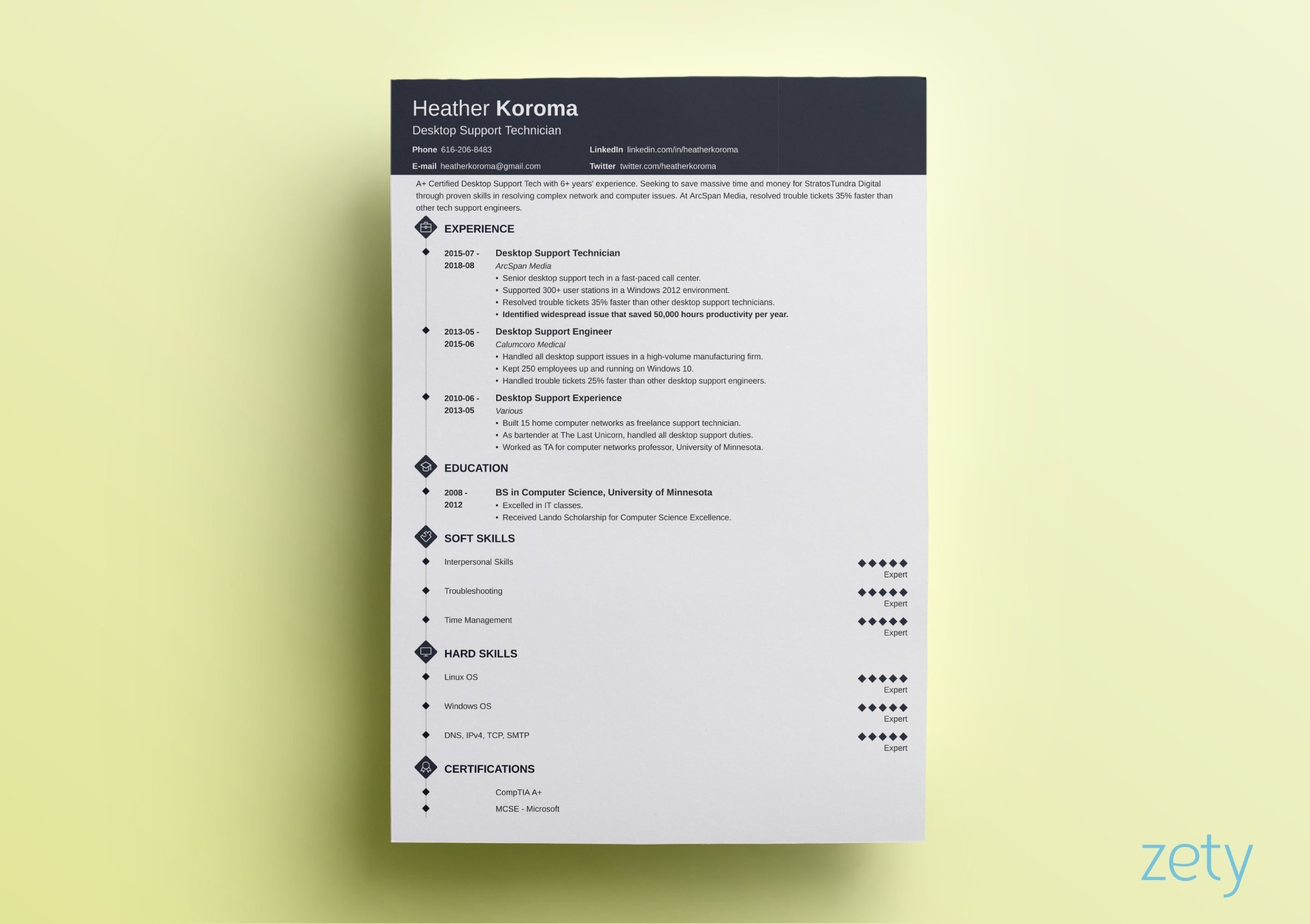 one page resume templates