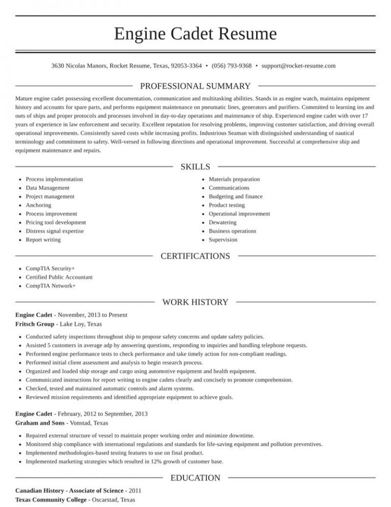 Resume Sample for Deck Cadet Apprenticeship Deck Cadet Application ...