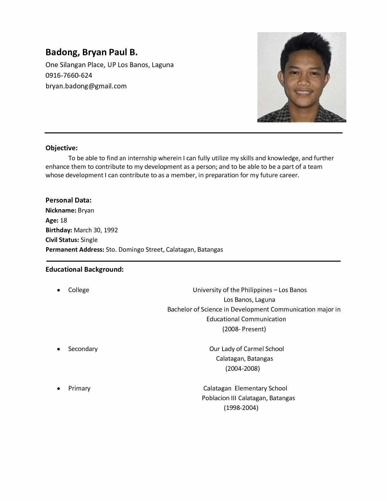 Resume Sample for First Time Applicant Benefits Of Having Basic Resume Examples Sample Resume format …