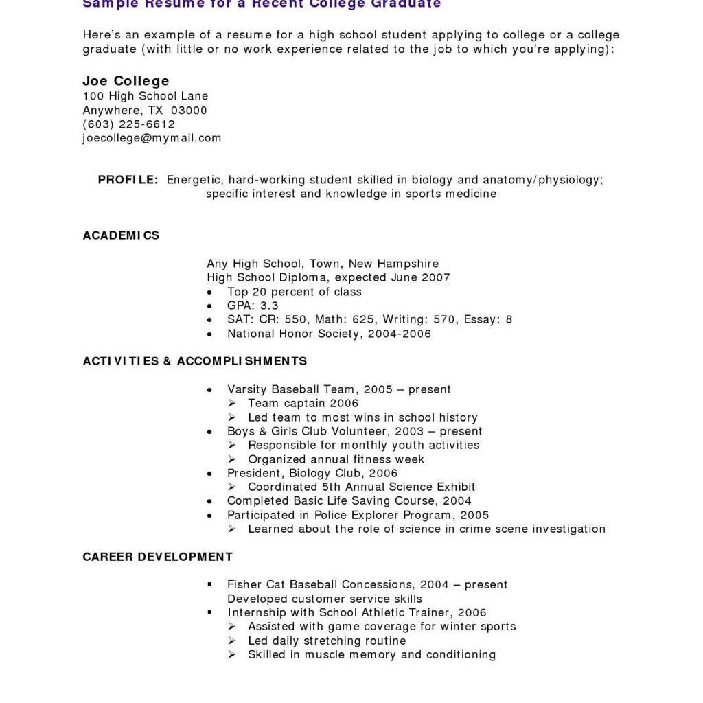 Resume Template for Highschool Graduate with No Work Experience Free Resume Templates No Work Experience – Resume Examples