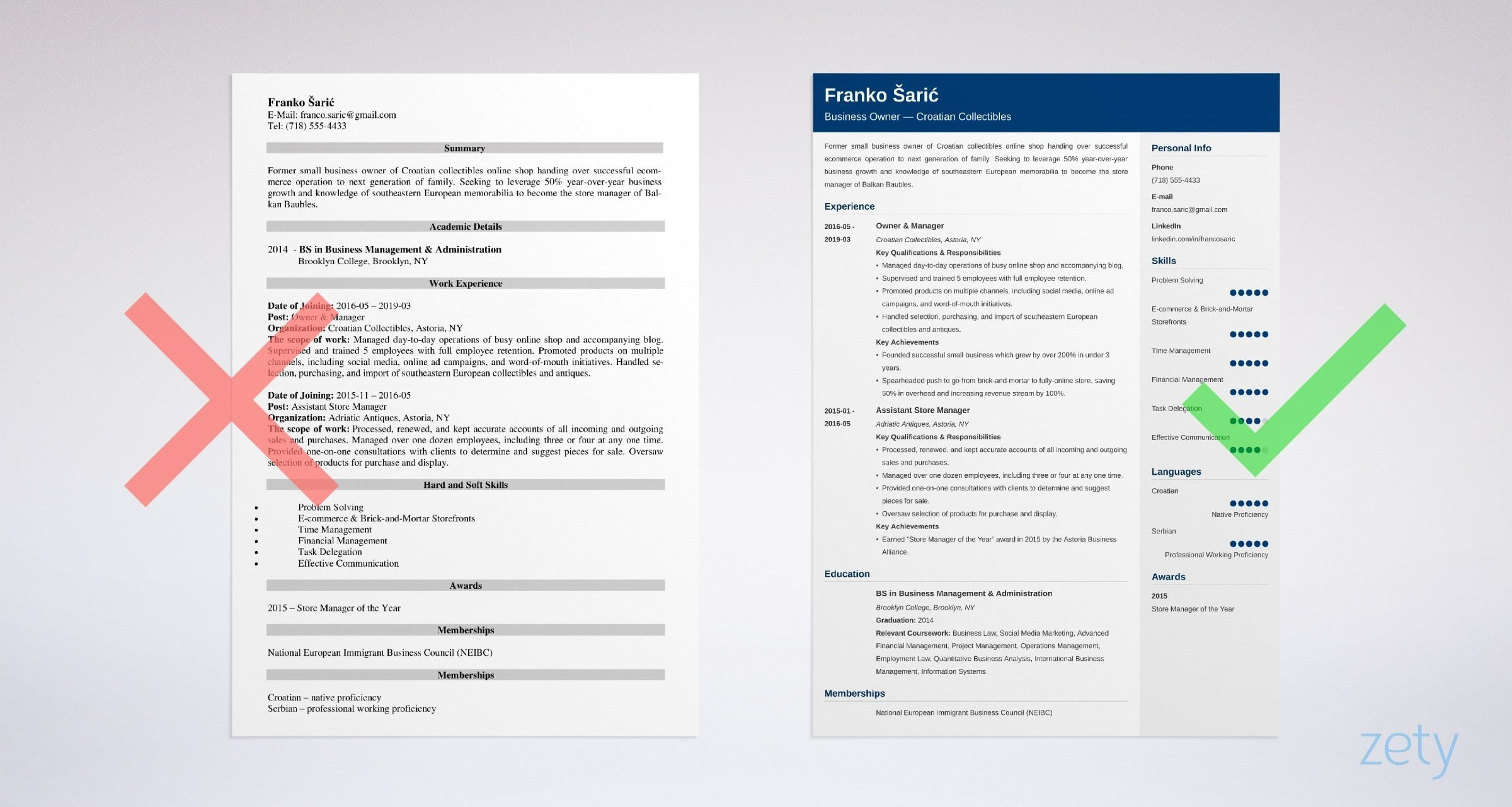 business owner resume example