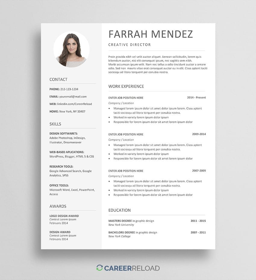 free resume template word