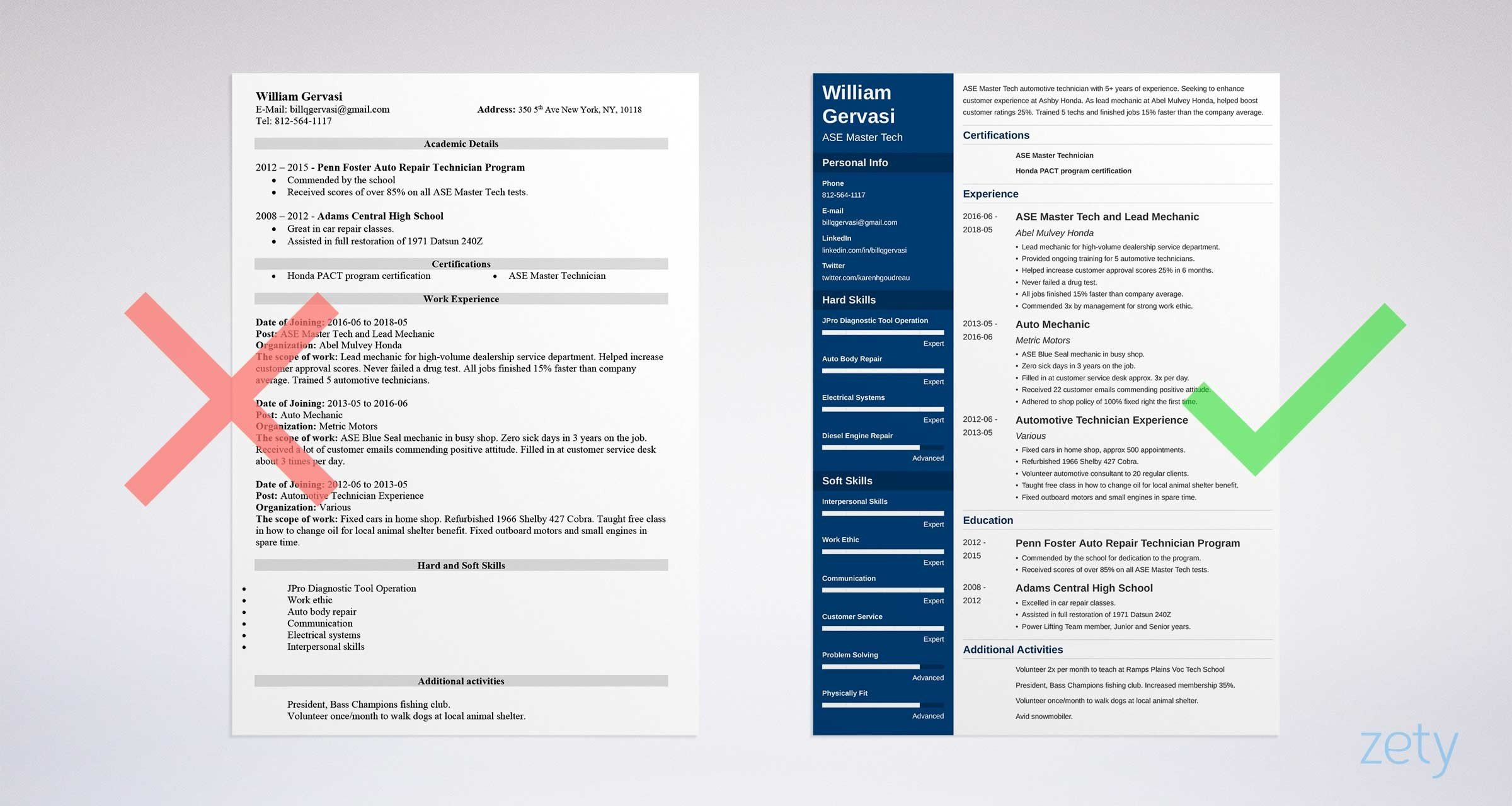 mechanic resume example